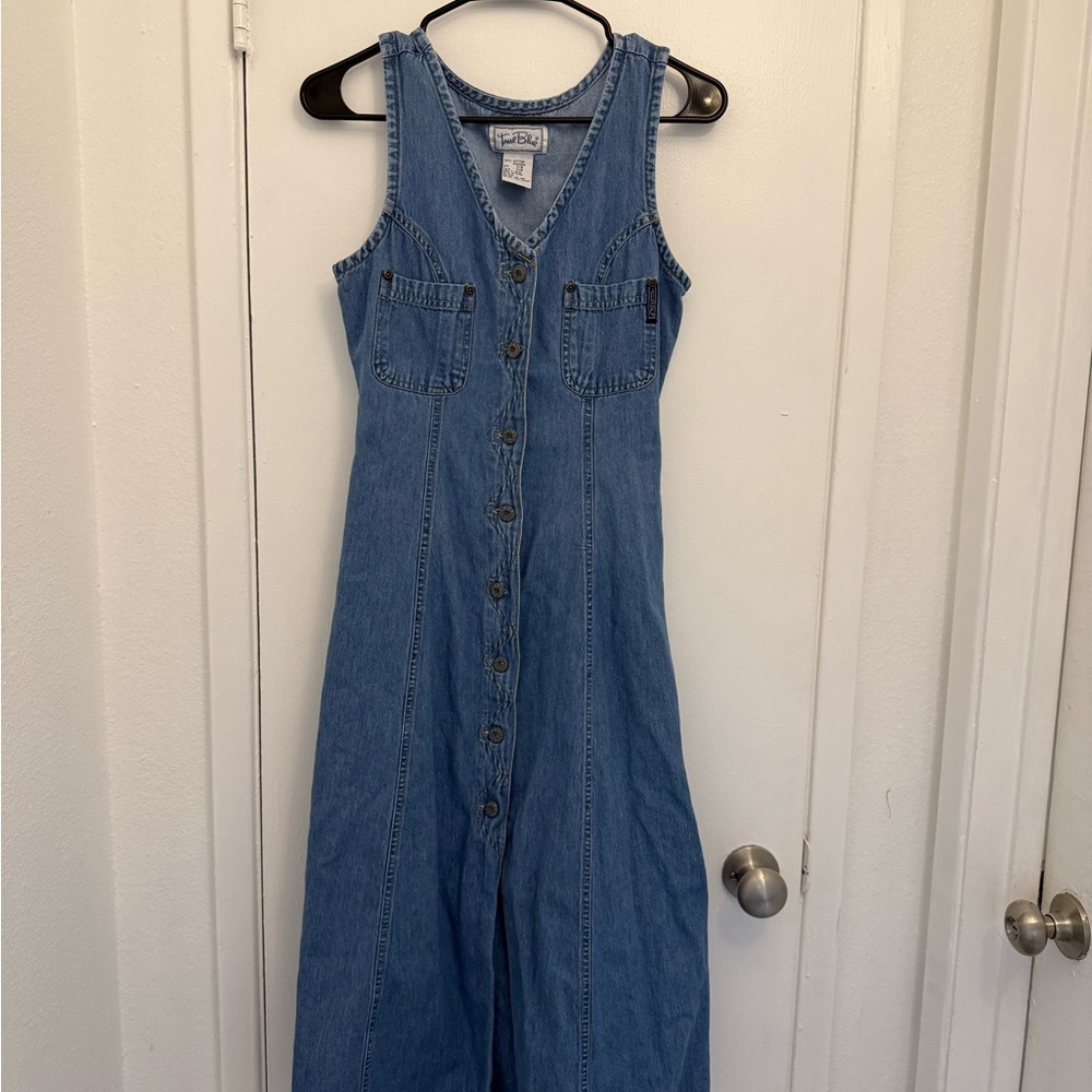 100% cotton. Blue Denim Button-Down Dress